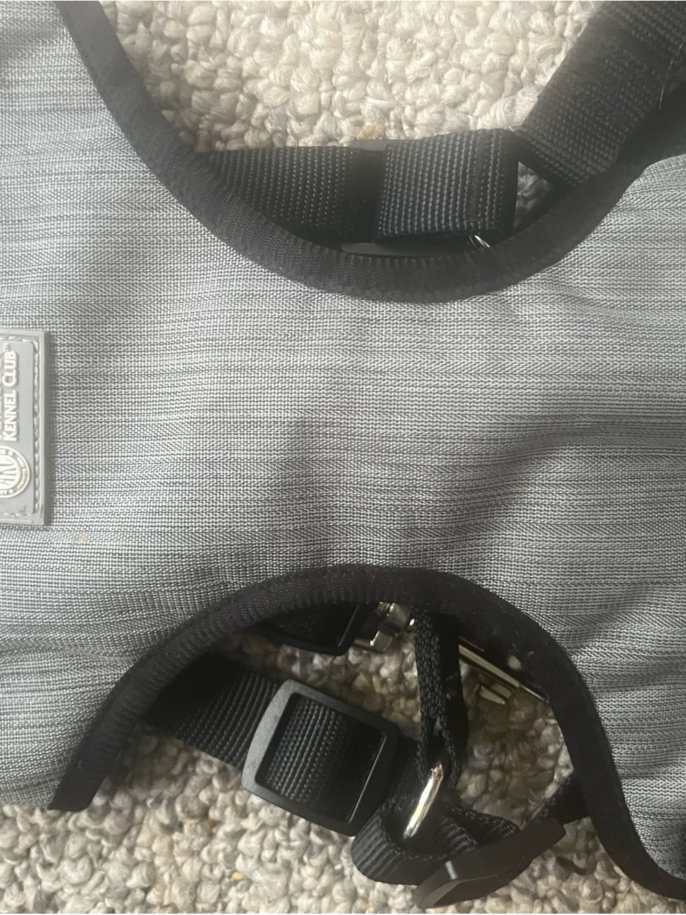 Gray Reflective Dog Harness with Black Trim